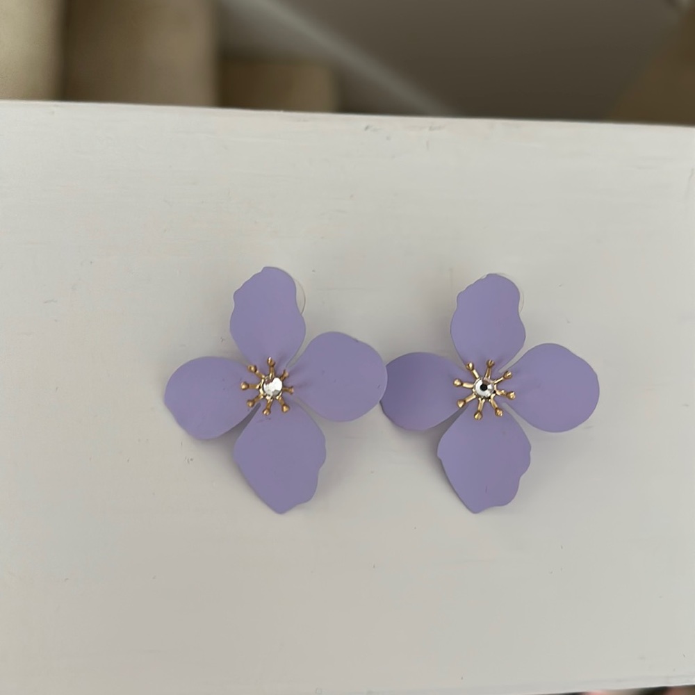 Purple Floral Earrings